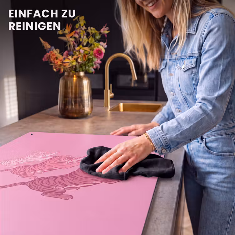 Kat - Springend - Dieren - Roze - Modern Inductie beschemer met haakjes klein -ky-schoon-de