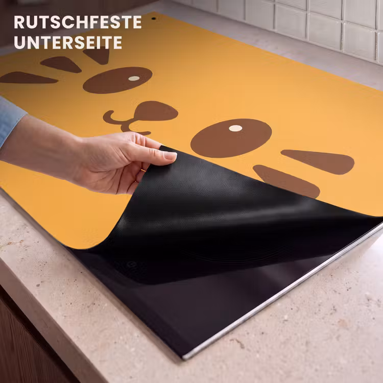 2-in-1 Herdabdeckplatte & Spritzschutz - Katze - Vereinfacht - Orange - Fröhlich - Kat - Simplistisch - Oranje - Vrolijk Inductie beschemer met haakjes klein