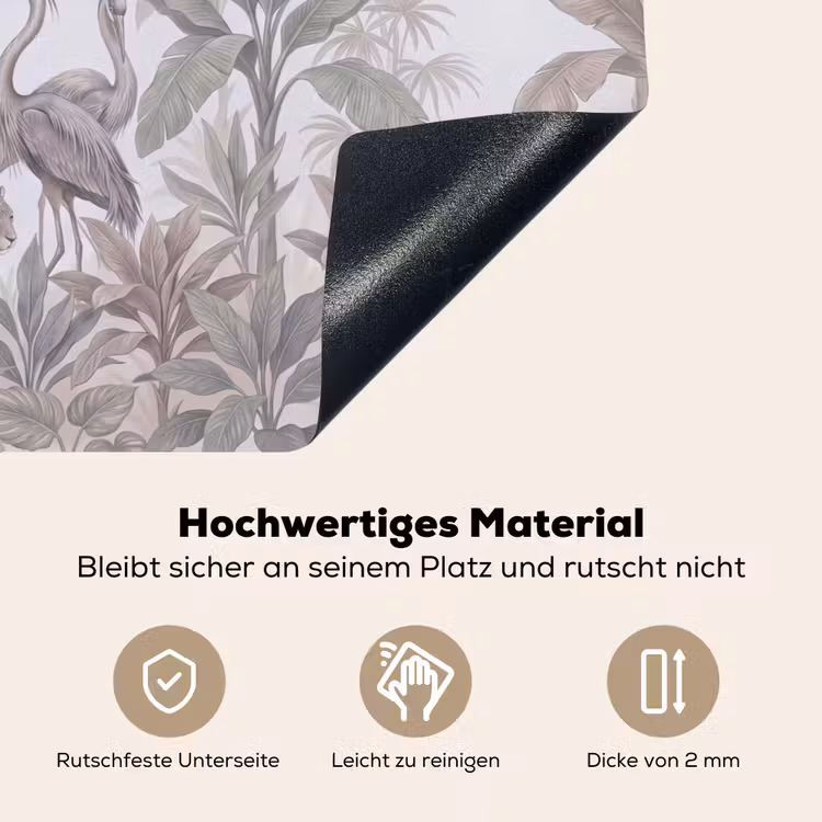 Kat - Vogel - Jungle - Illustratie - Dieren Inductie beschemer met haakjes klein -ky-onderkant-de
