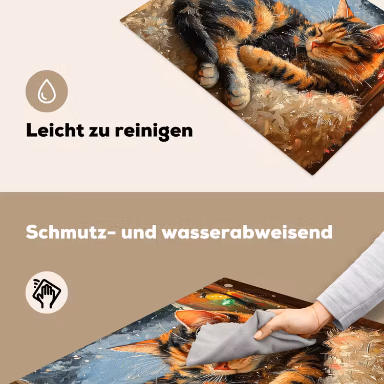 2-in-1 Herdabdeckplatte & Spritzschutz - Katze - Weihnachten - Winter - Tier - Kat - Kerst - Winter - Dier Inductie beschemer met haakjes klein