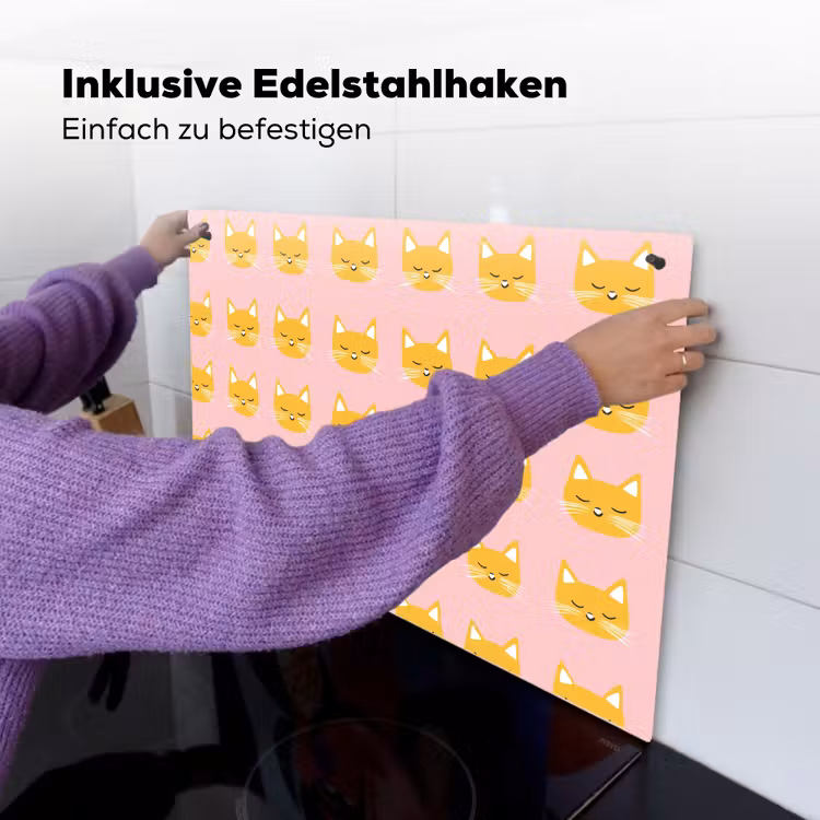 Katten - Patroon - Roze Inductie beschemer met haakjes klein 777 -ky-ophangen-de