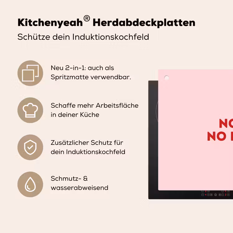 No rain no flowers - Minimalistisch - Roze - Bloem Inductie beschemer met haakjes klein -ky-usp-de