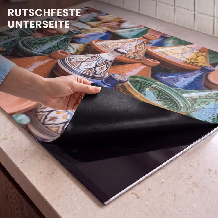 2-in-1 Herdabdeckplatte & Spritzschutz - Keramik – Bunt – Muster - Aardewerk - Kleurrijk - Patroon Inductie beschemer met haakjes klein
