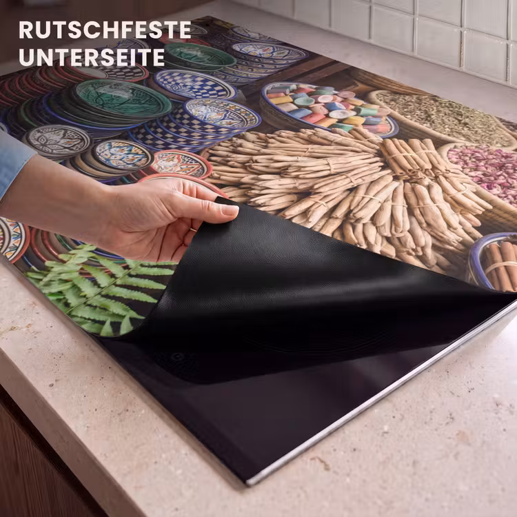 2-in-1 Herdabdeckplatte & Spritzschutz - Keramik – Orientalisch – Farbenfroh - Aardewerk - Oosters - Kleurrijk Inductie beschemer met haakjes klein