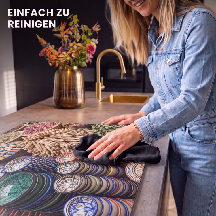 2-in-1 Herdabdeckplatte & Spritzschutz - Keramik – Orientalisch – Farbenfroh - Aardewerk - Oosters - Kleurrijk Inductie beschemer met haakjes klein