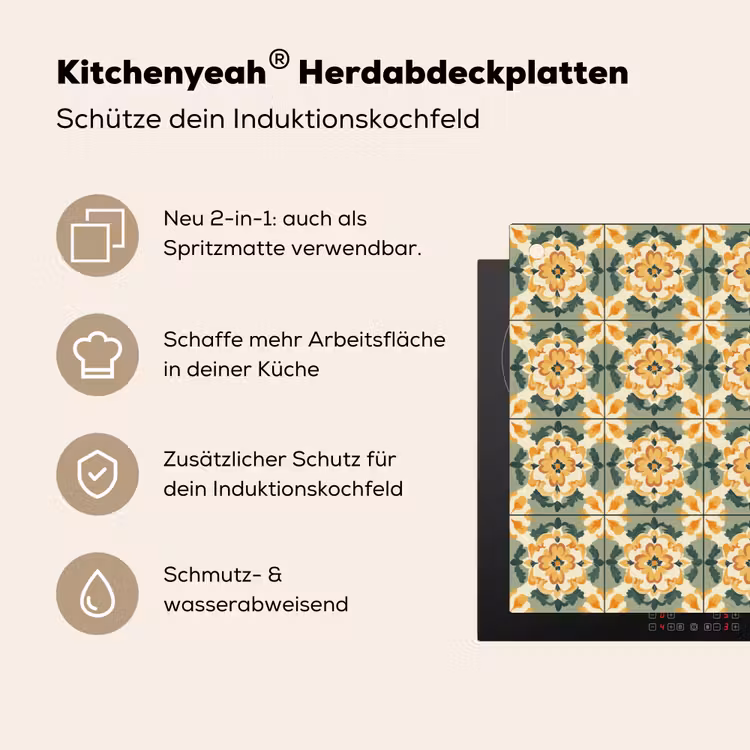 Keramiek - Verweerd - Kleurrijk Inductie beschemer met haakjes klein 777 -ky-usp-de
