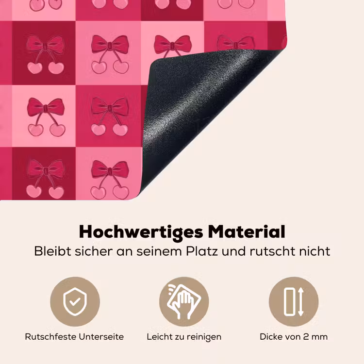 Kersen - Strikjes - Speels - Roze - Bordeaux Inductie beschemer met haakjes klein 777 -ky-onderkant-de