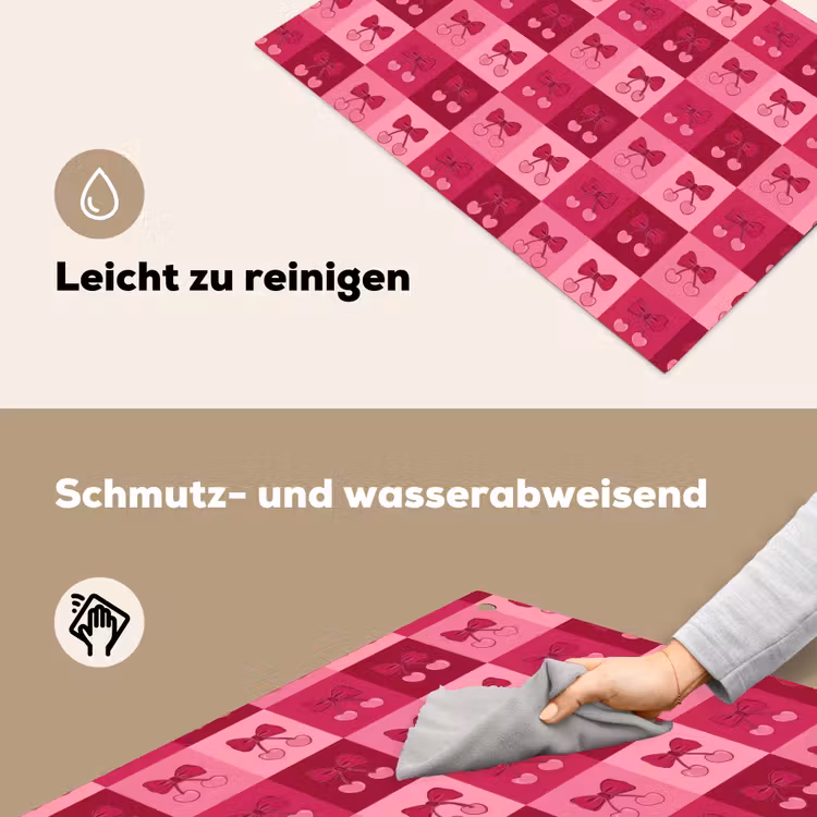 Kersen - Strikjes - Speels - Roze - Bordeaux Inductie beschemer met haakjes klein 777 -ky-schoon-de