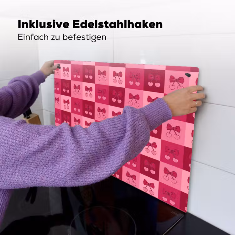 Kersen - Strikjes - Speels - Roze - Bordeaux Inductie beschemer met haakjes klein 777 -ky-ophangen-de