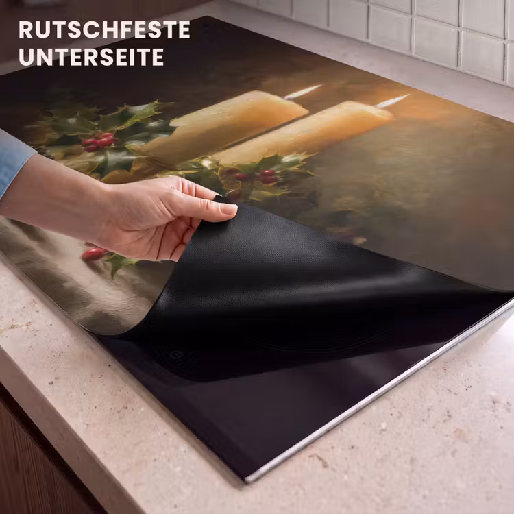 2-in-1 Herdabdeckplatte & Spritzschutz - Kerzenlicht - Weihnachten - Mehrfarbig - Kaarslicht - Kerst - Veelkleurig Inductie beschemer met haakjes klein