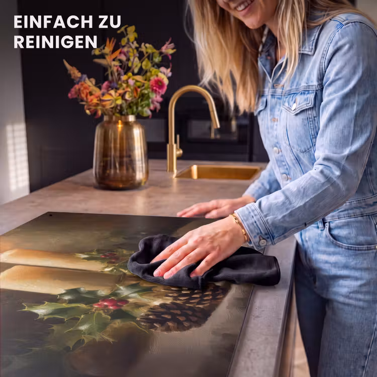 2-in-1 Herdabdeckplatte & Spritzschutz - Kerzenlicht - Weihnachten - Mehrfarbig - Kaarslicht - Kerst - Veelkleurig Inductie beschemer met haakjes klein