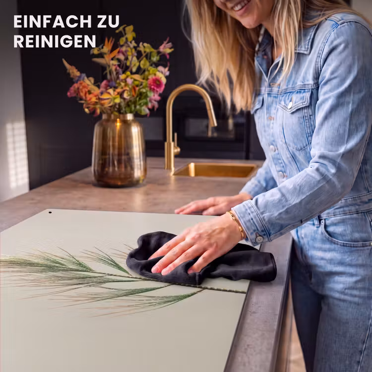 2-in-1 Herdabdeckplatte & Spritzschutz - Kiefernzweig - Nadelförmige Blätter - Hellgrün - Dennentak - Naaldvormige bladeren - Lichtgroen Inductie beschemer met haakjes klein