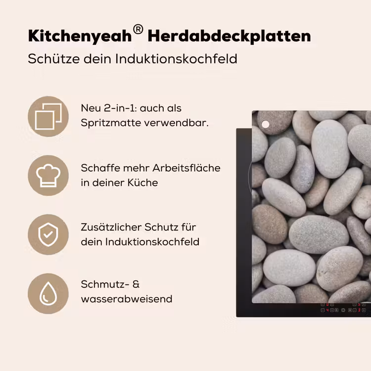 Kiezels - Stenen - Grijs Inductie beschemer met haakjes klein -ky-usp-de