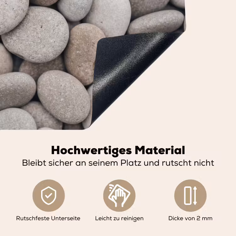 Kiezels - Stenen - Grijs Inductie beschemer met haakjes klein -ky-onderkant-de