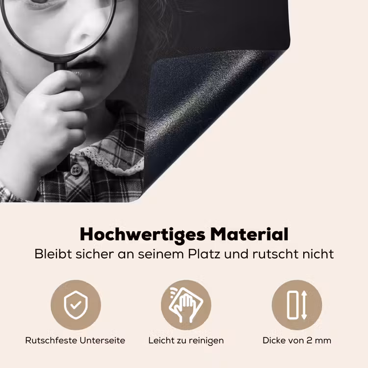 Kind - Vergrootglas - Portret - Zwart-wit Inductie beschemer met haakjes klein -ky-onderkant-de
