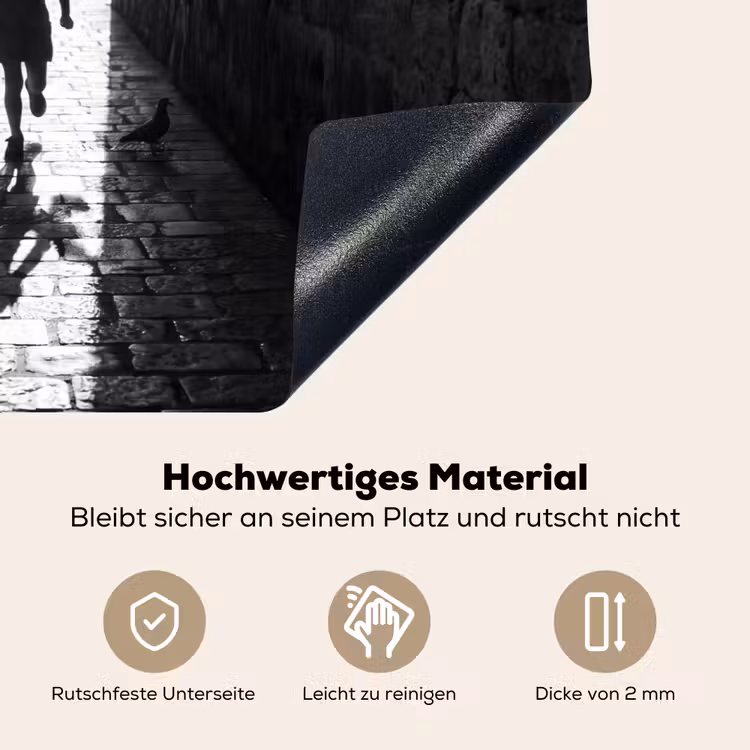 Kind - Vogel - Straat - Zwart-wit - Spelen Inductie beschemer met haakjes klein -ky-onderkant-de