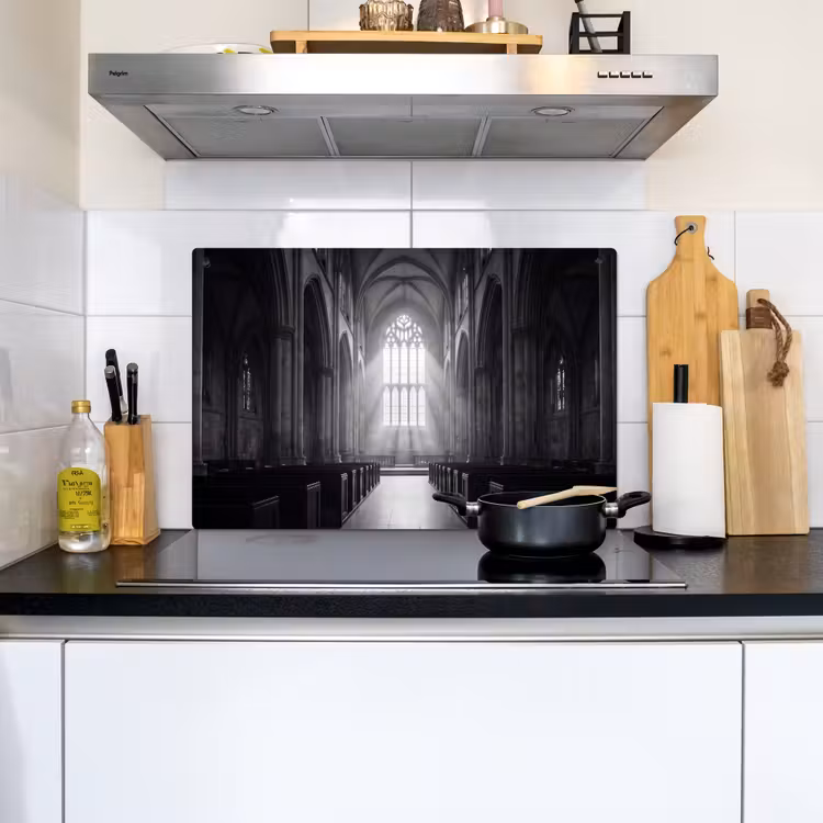 Kerk - Interieur - Lichtstralen - Architectuur - Klassiek Inductie beschemer met haakjes klein -sfeer2