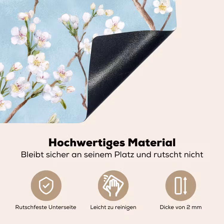 Kersenbloesem - Textuur - Blauw Inductie beschemer met haakjes klein 777 -ky-onderkant-de