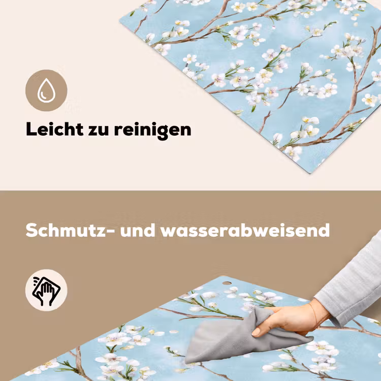 Kersenbloesem - Textuur - Blauw Inductie beschemer met haakjes klein 777 -ky-schoon-de