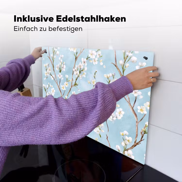 Kersenbloesem - Textuur - Blauw Inductie beschemer met haakjes klein 777 -ky-ophangen-de