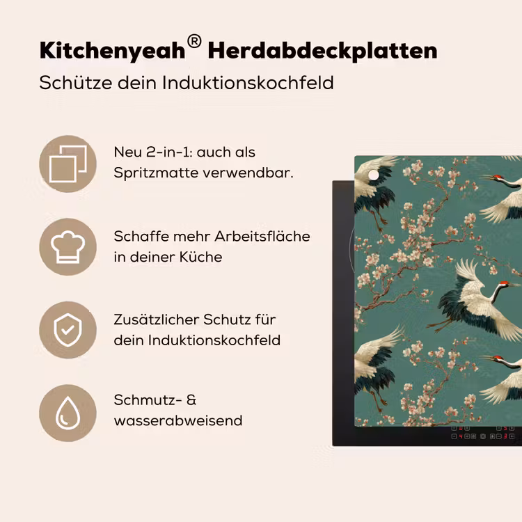 Kersenbloesem - Kraamvogels - Groen Inductie beschemer met haakjes klein 777 -ky-usp-de