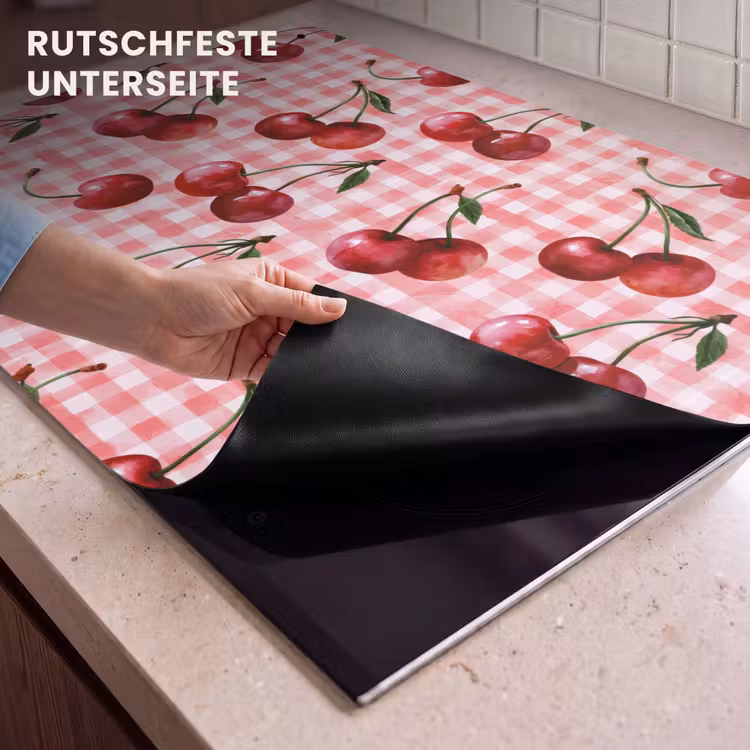 2-in-1 Herdabdeckplatte & Spritzschutz - Kirsche - Blöcke - Rot - Kersen - Blokken - Rood Inductie beschemer met haakjes klein 777