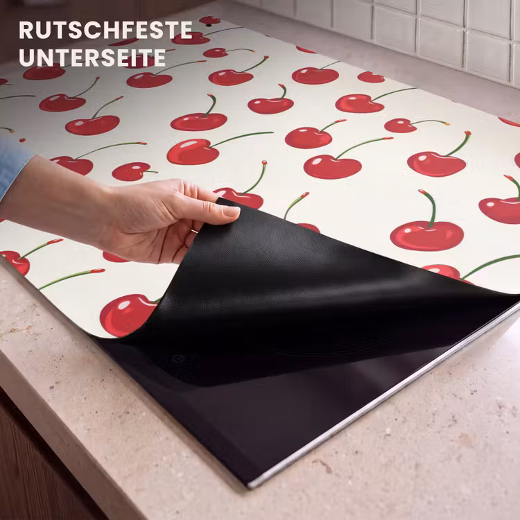 2-in-1 Herdabdeckplatte & Spritzschutz - Kirsche - Minimalistisch - Rot - Kersen - Minimalistisch - Rood Inductie beschemer met haakjes klein 777