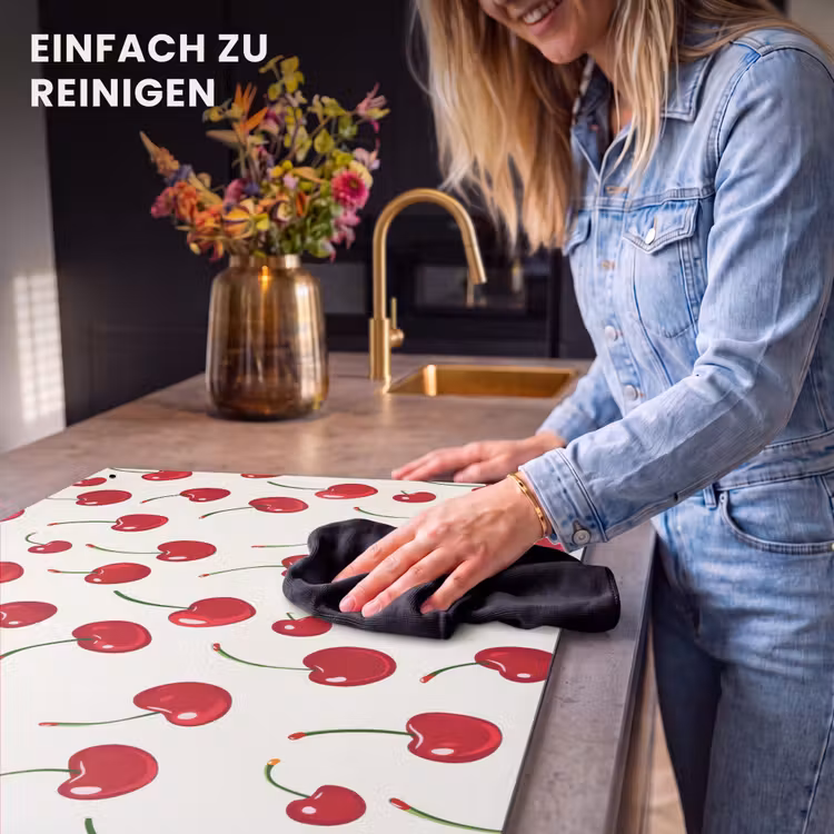 2-in-1 Herdabdeckplatte & Spritzschutz - Kirsche - Minimalistisch - Rot - Kersen - Minimalistisch - Rood Inductie beschemer met haakjes klein 777