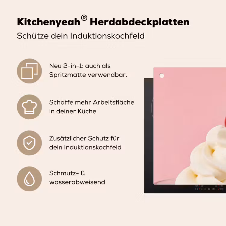Kers - Slagroom - Roze Inductie beschemer met haakjes klein -ky-usp-de