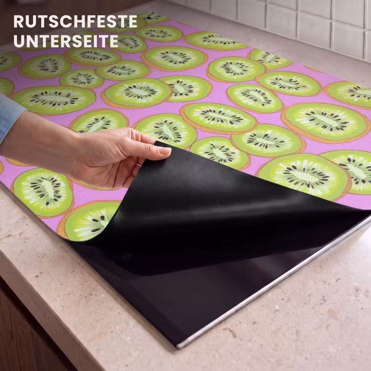 2-in-1 Herdabdeckplatte & Spritzschutz - Kiwi - Verspielt - Grün - Kiwi - Speels - Groen Inductie beschemer met haakjes klein 777