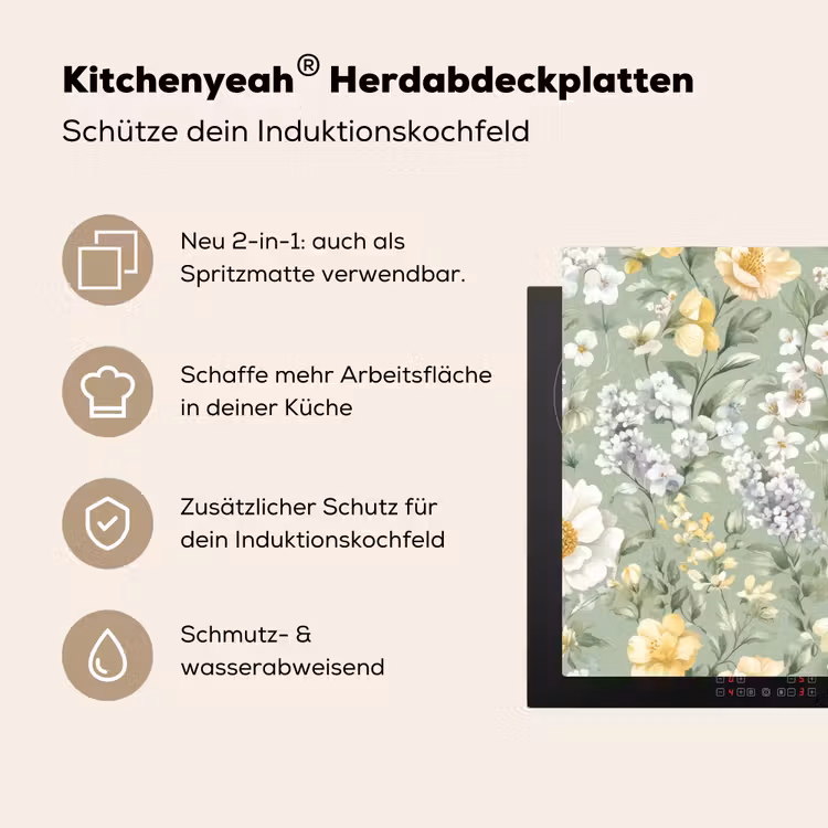 Klassiek - Bloemenpatroon - Kleurrijk Inductie beschemer met haakjes klein 777 -ky-usp-de