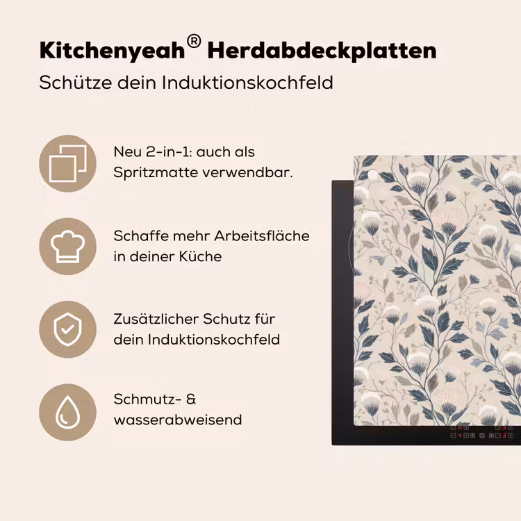Klassiek - Botanisch - Kleurrijk Inductie beschemer met haakjes klein 777 -ky-usp-de