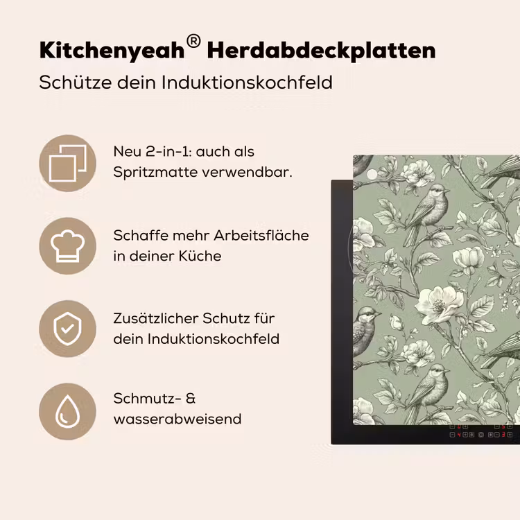 Klassiek - Botanisch - Groen Inductie beschemer met haakjes klein 777 -ky-usp-de