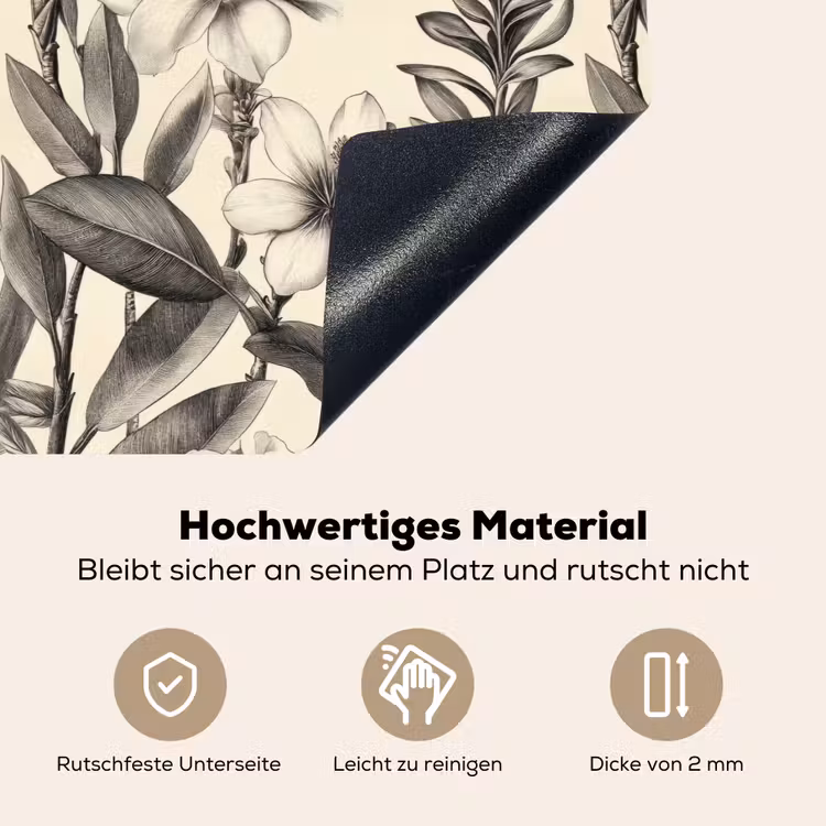 Klassiek - Botanisch - Zwart - Beige Inductie beschemer met haakjes klein 777 -ky-onderkant-de