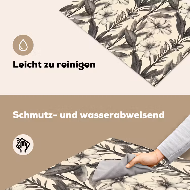 Klassiek - Botanisch - Zwart - Beige Inductie beschemer met haakjes klein 777 -ky-schoon-de
