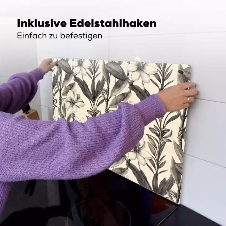 Klassiek - Botanisch - Zwart - Beige Inductie beschemer met haakjes klein 777 -ky-ophangen-de
