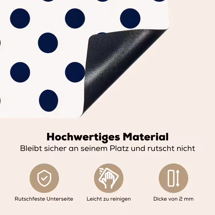 Klassiek - Stippen - Blauw Inductie beschemer met haakjes klein 777 -ky-onderkant-de