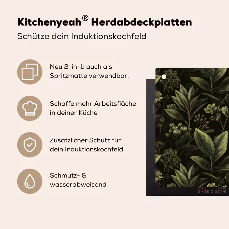 Klassiek - Donker - Botanisch - Planten Inductie beschemer met haakjes klein 777 -ky-usp-de