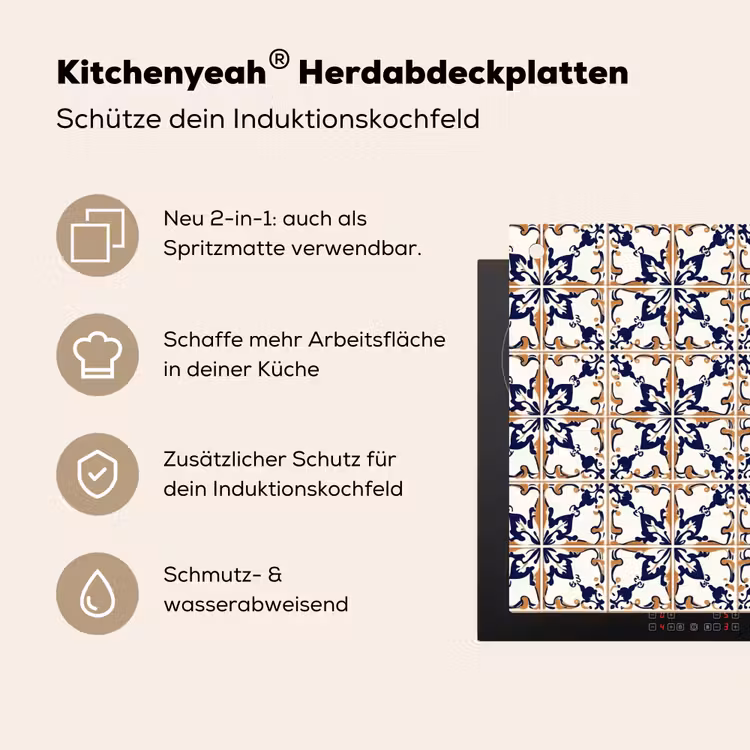 Klassiek - Patroon - Kleurrijk Inductie beschemer met haakjes klein 777 -ky-usp-de