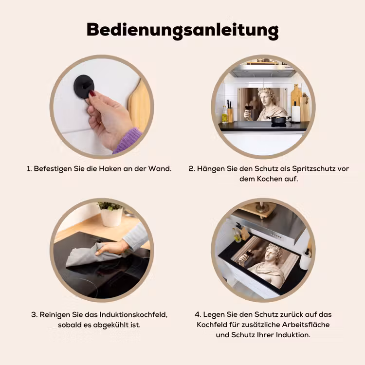 Klassiek - Marmer - Wijn Inductie beschemer met haakjes klein -ky-gebruik-de