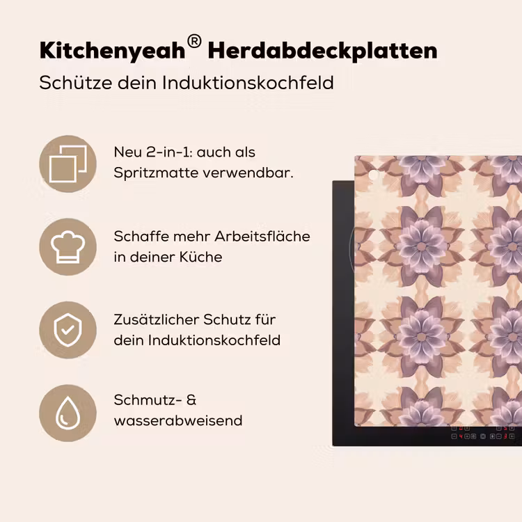 Klassiek - Patroon - Paars Inductie beschemer met haakjes klein 777 -ky-usp-de