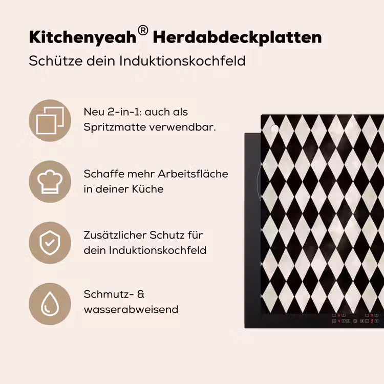 Klassiek - Patroon - Zwart Inductie beschemer met haakjes klein 777 -ky-usp-de