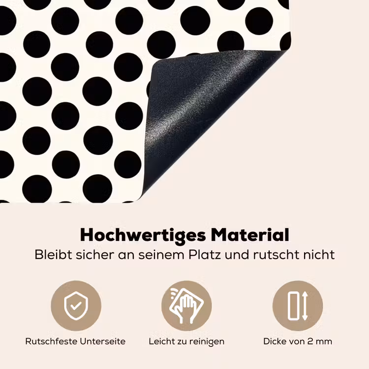 Klassiek - Stippen - Zwart Inductie beschemer met haakjes klein 777 -ky-onderkant-de