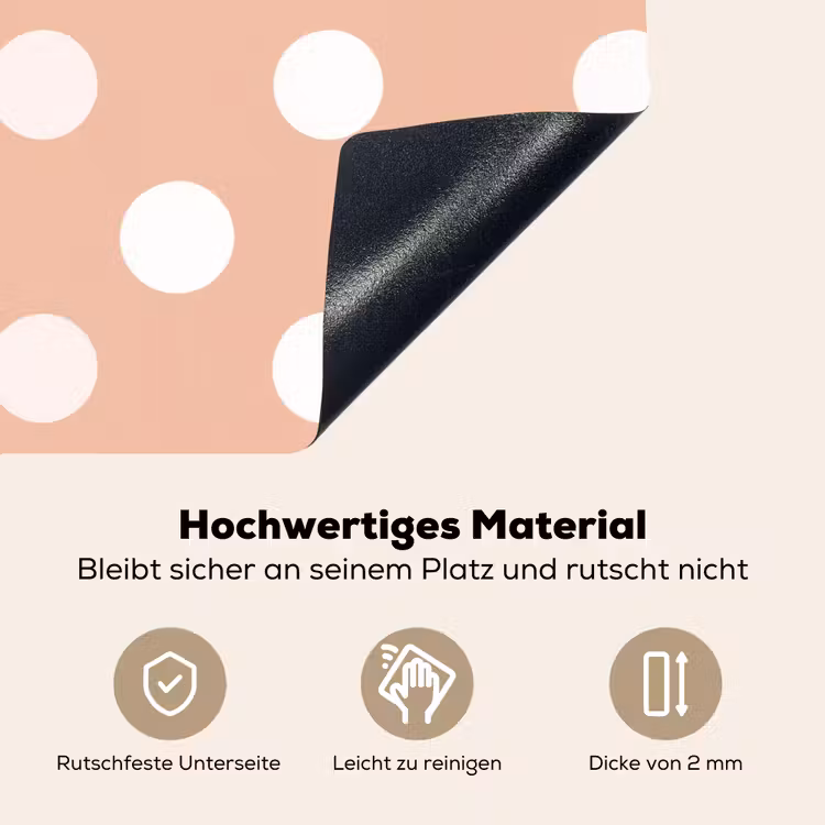 Klassiek - Polka - Perzik Inductie beschemer met haakjes klein 777 -ky-onderkant-de
