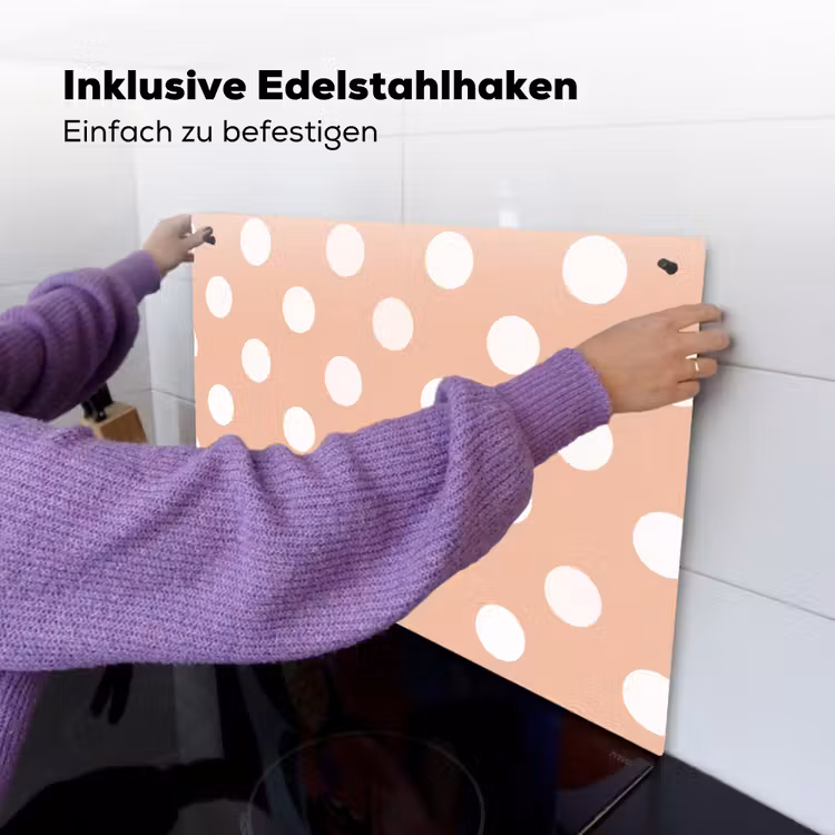 Klassiek - Polka - Perzik Inductie beschemer met haakjes klein 777 -ky-ophangen-de
