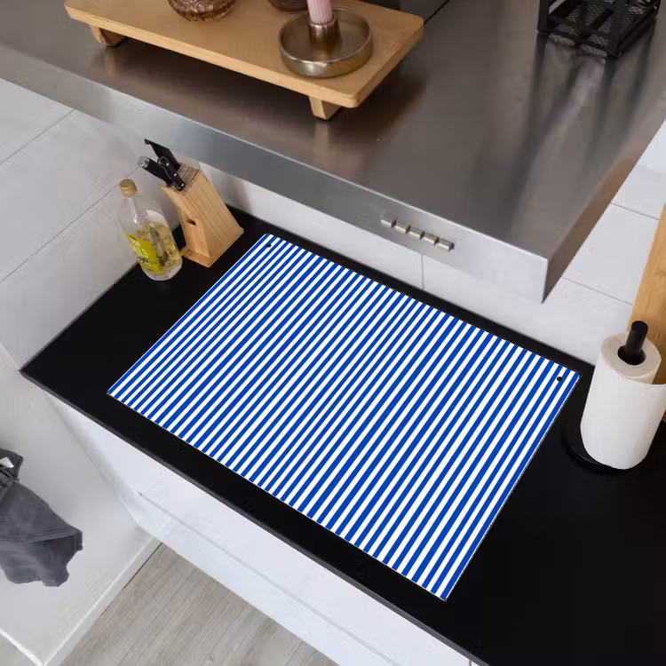 Klassiek - Strepen - Blauw Inductie beschemer met haakjes klein 777 -sfeer1