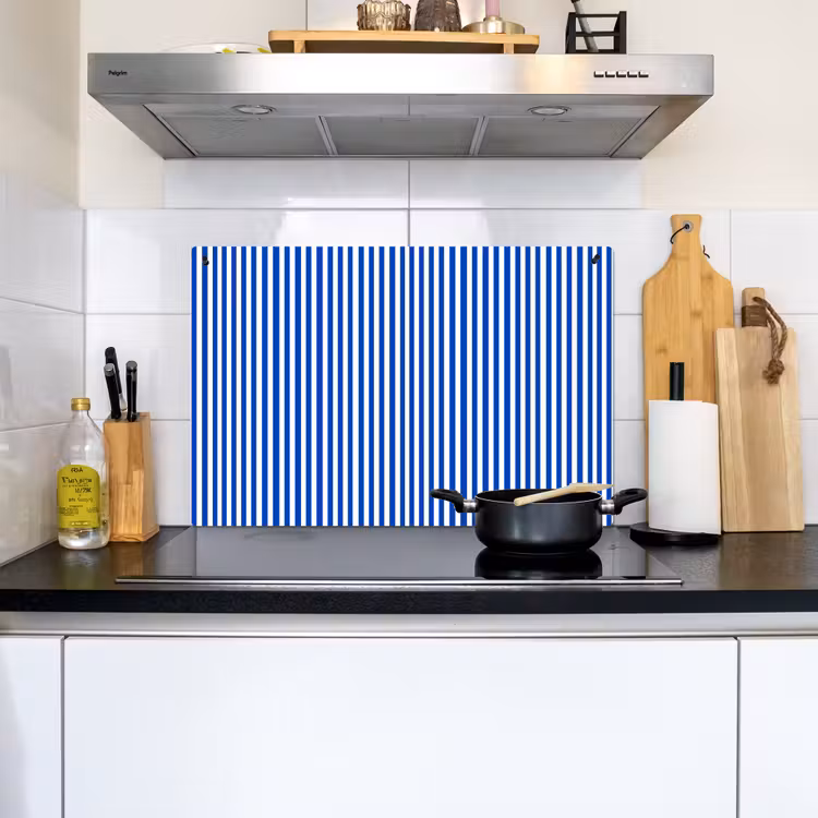 Klassiek - Strepen - Blauw Inductie beschemer met haakjes klein 777 -sfeer2