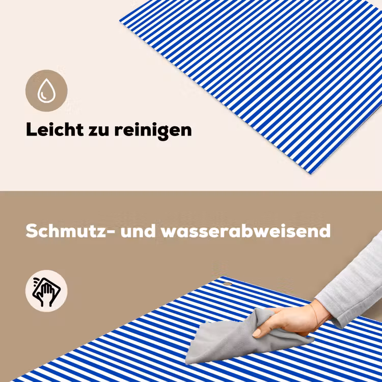 Klassiek - Strepen - Blauw Inductie beschemer met haakjes klein 777 -ky-schoon-de
