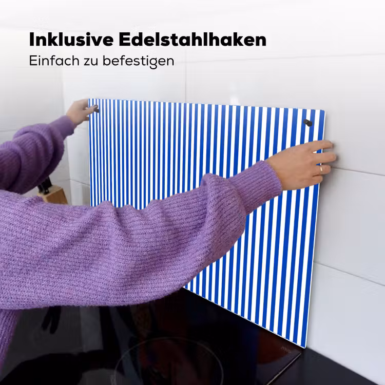 Klassiek - Strepen - Blauw Inductie beschemer met haakjes klein 777 -ky-ophangen-de