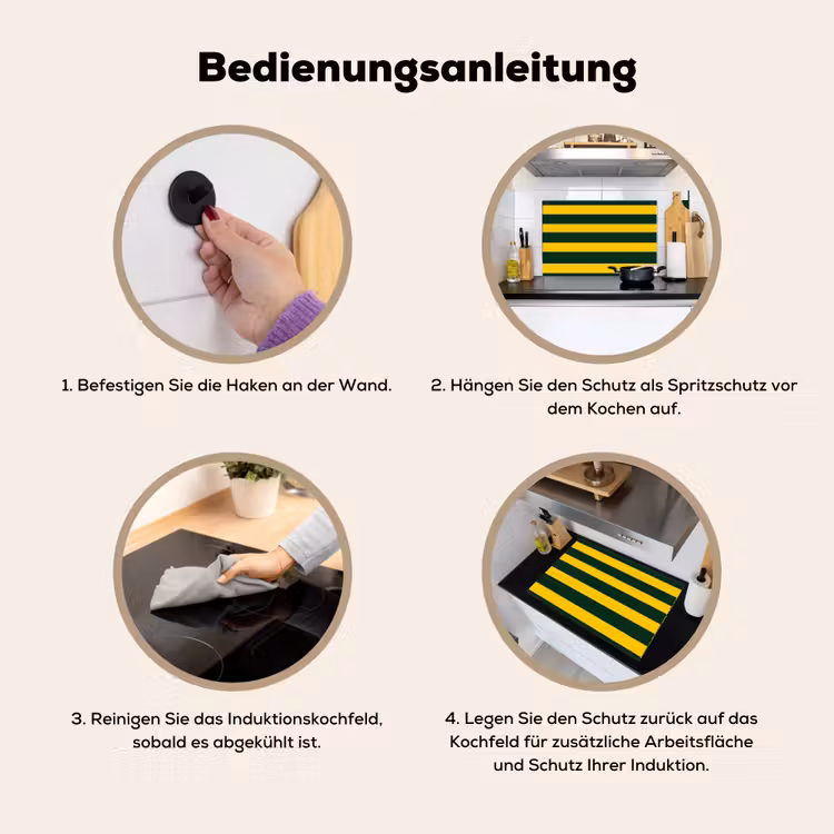 Klassiek - Strepen - Groen Inductie beschemer met haakjes klein 777 -ky-gebruik-de